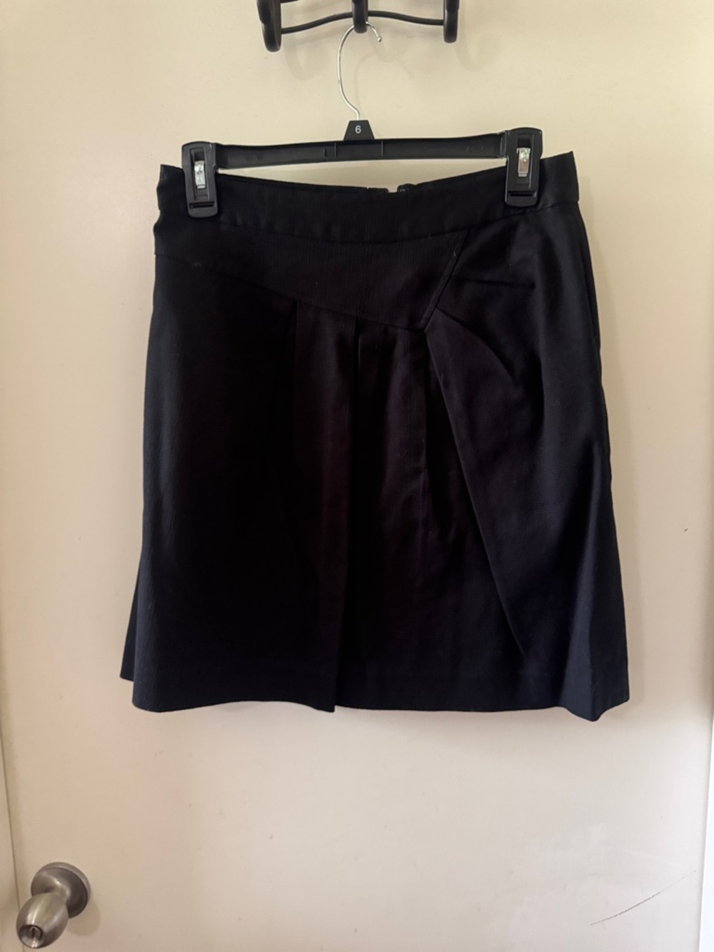 Tabitha Black A-Line Skirt with Asymmetric Pleat size 4